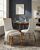 SC274 Modern High Back Velvet Dining Chair with Gold Top Handle & Angled Gold Stainless Steel Legs