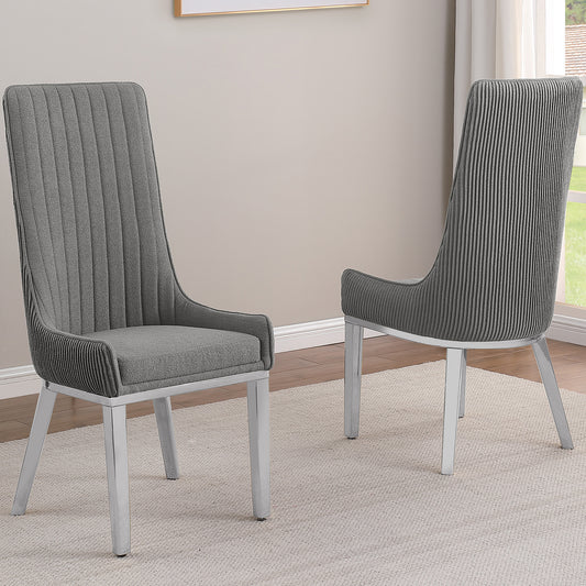 SC290-7: Teddy Fabric Dining Chairs with Stainless Steel Legs (Set of 2)