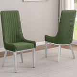 SC290-7: Teddy Fabric Dining Chairs with Stainless Steel Legs (Set of 2)