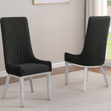 SC290-7: Teddy Fabric Dining Chairs with Stainless Steel Legs (Set of 2)