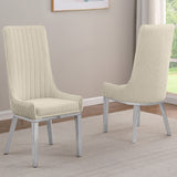SC290-7: Teddy Fabric Dining Chairs with Stainless Steel Legs (Set of 2)