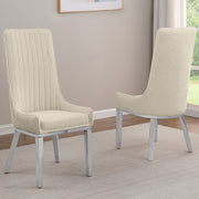 SC290-7: Teddy Fabric Dining Chairs with Stainless Steel Legs (Set of 2)
