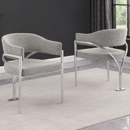 SC300-7: Boucle Fabric Side Chairs with Brushed Chrome (4 Colors)