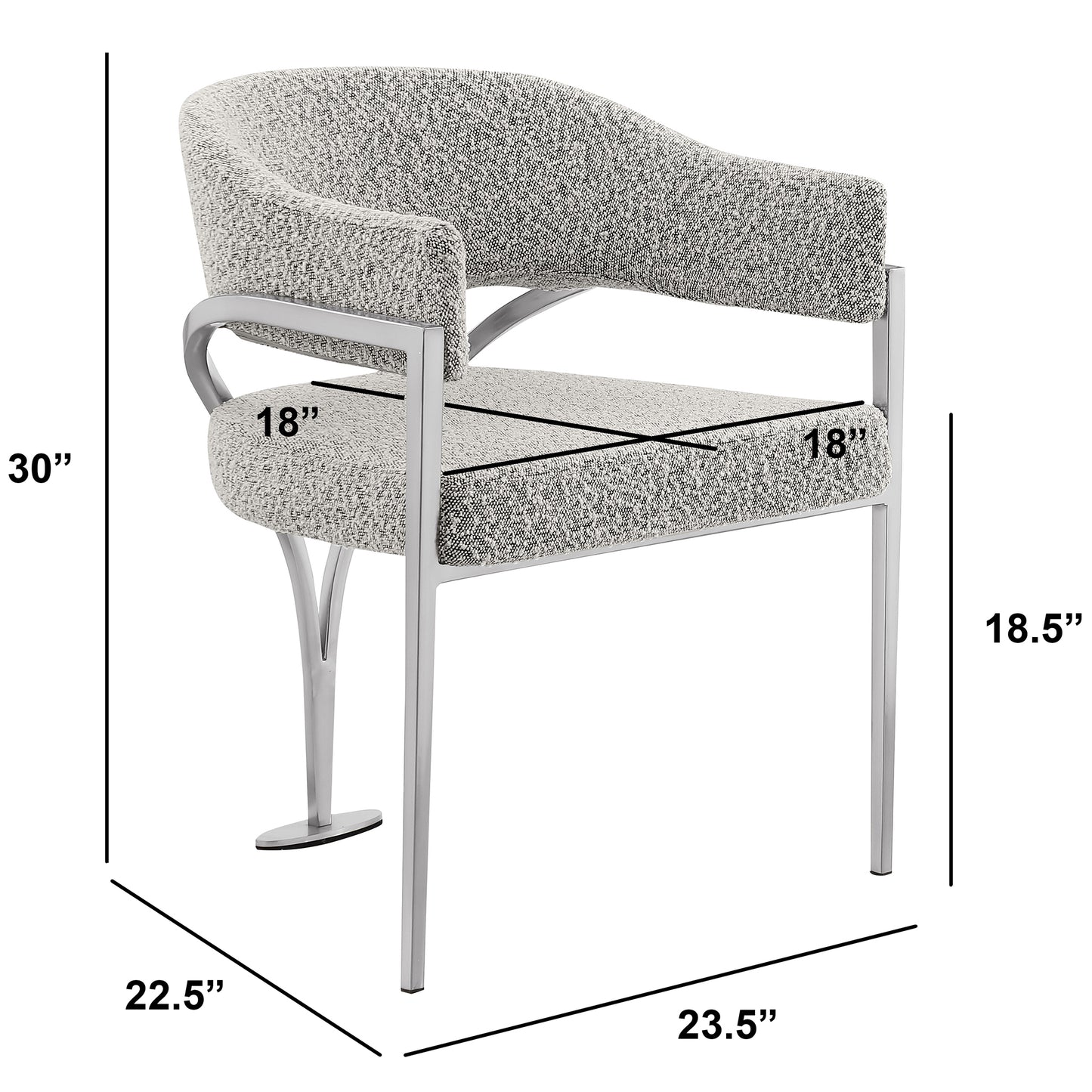 SC300-7: Boucle Fabric Side Chairs with Brushed Chrome (4 Colors)