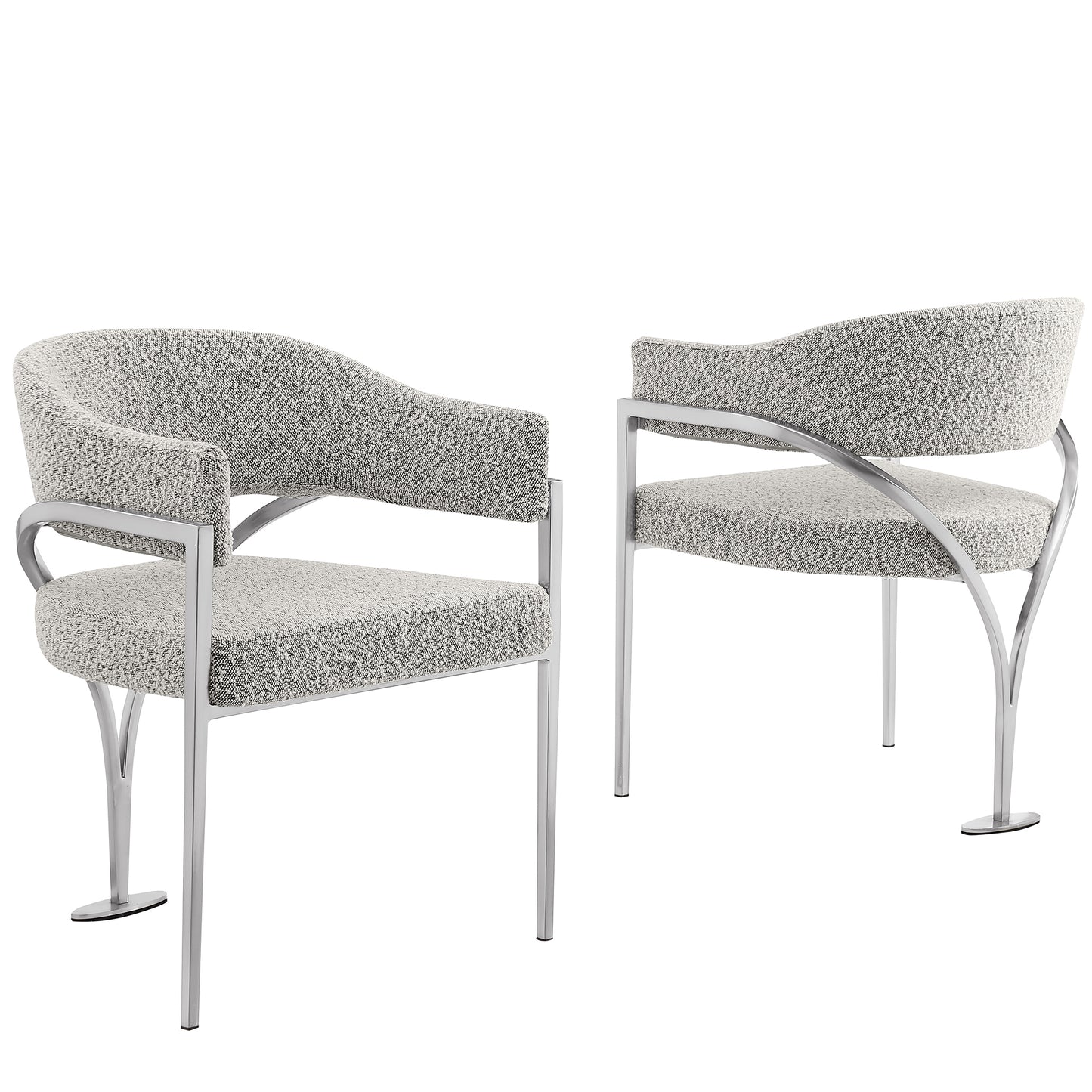 SC300-7: Boucle Fabric Side Chairs with Brushed Chrome (4 Colors)