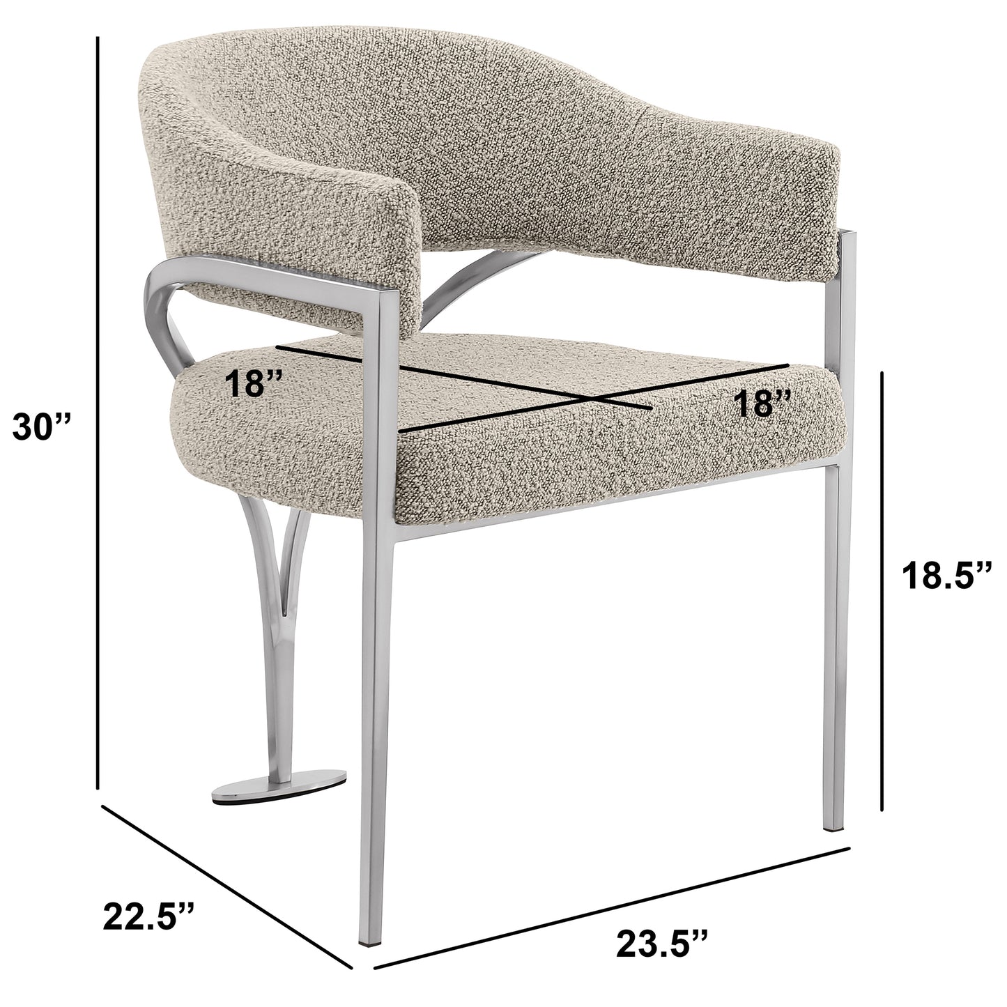 SC300-7: Boucle Fabric Side Chairs with Brushed Chrome (4 Colors)