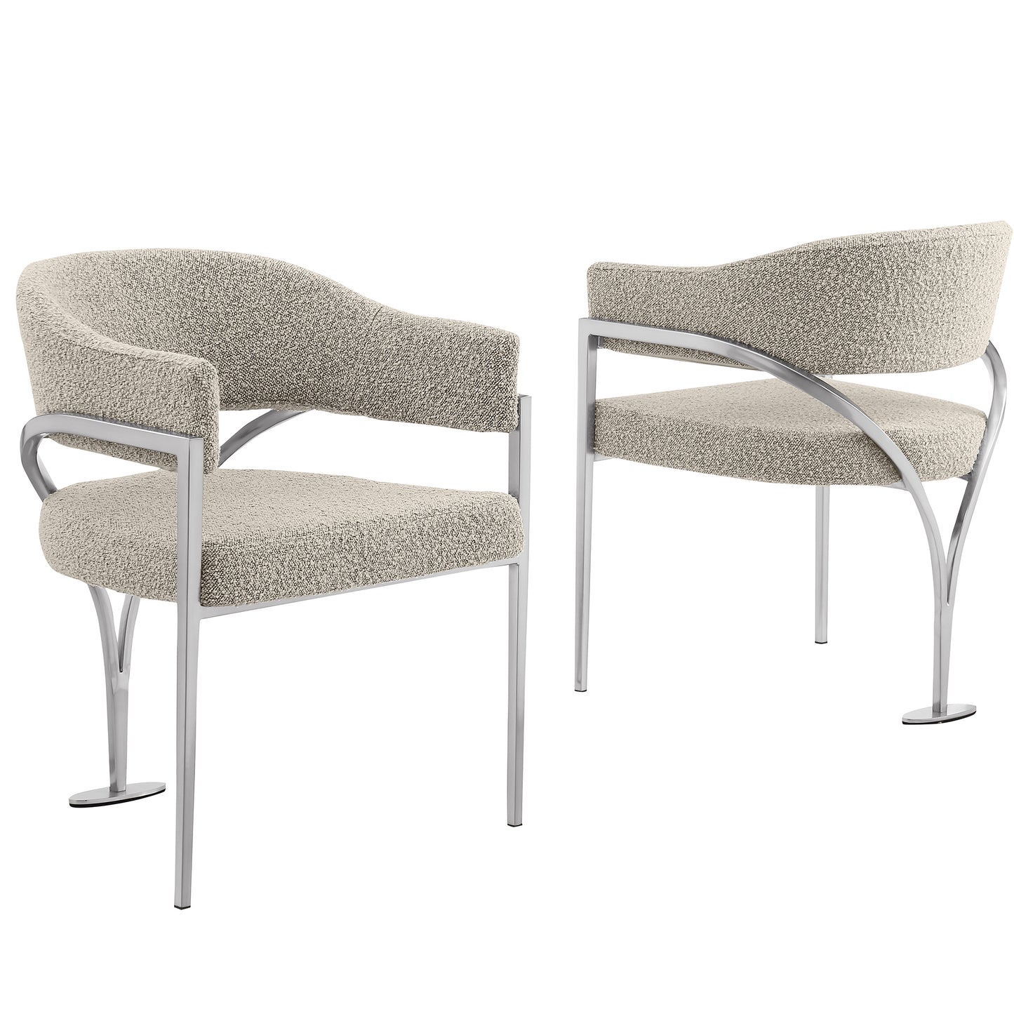 SC300-7: Boucle Fabric Side Chairs with Brushed Chrome (4 Colors)