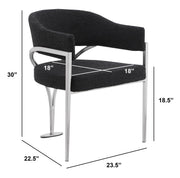 SC300 Mid-Century Boucle Accent Dining Chair with Wrap-Around Arms & Sculptural Matte Brushed Chrome Legs