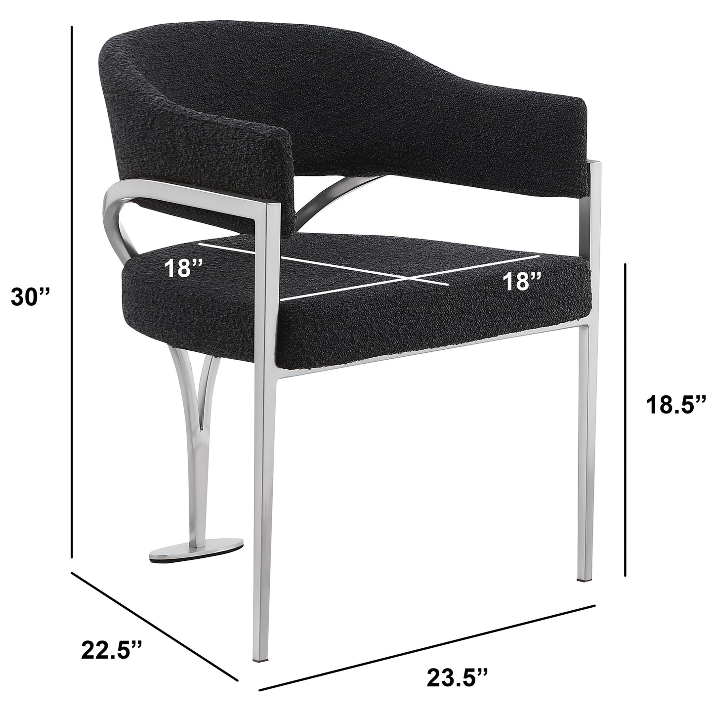 SC300-7: Boucle Fabric Side Chairs with Brushed Chrome (4 Colors)