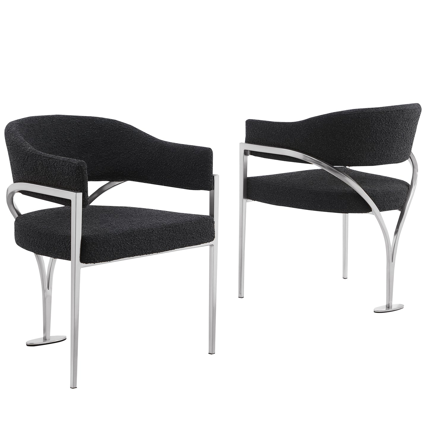 SC300-7: Boucle Fabric Side Chairs with Brushed Chrome (4 Colors)