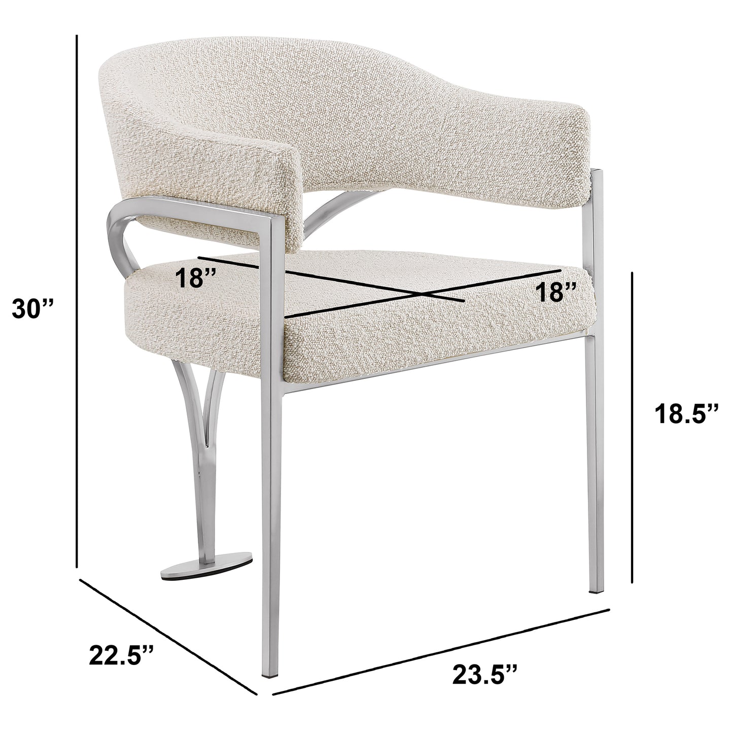 SC300-7: Boucle Fabric Side Chairs with Brushed Chrome (4 Colors)