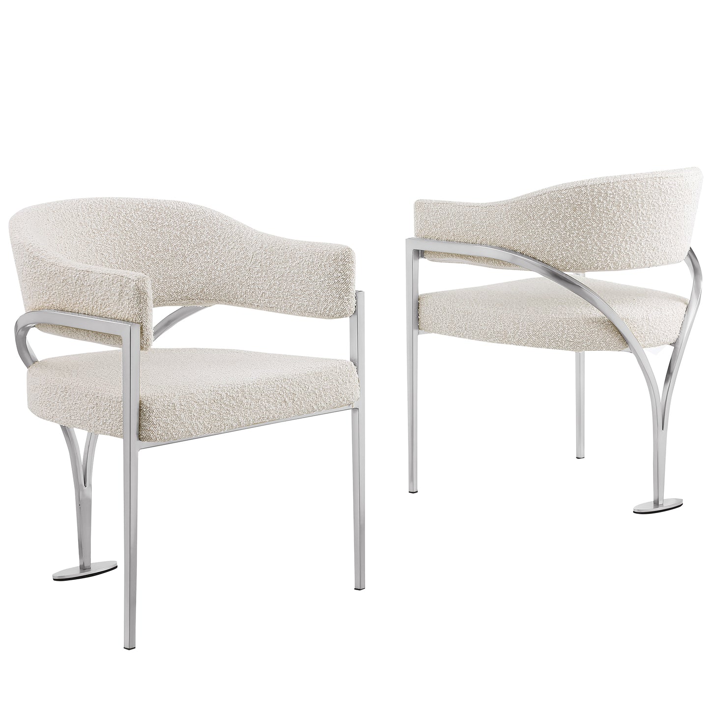 SC300-7: Boucle Fabric Side Chairs with Brushed Chrome (4 Colors)