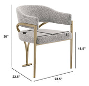 SC304 Mid-Century Boucle Accent Dining Chair with Wrap-Around Arms & Sculptural Matte Brushed Gold Legs