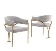SC304 Mid-Century Boucle Accent Dining Chair with Wrap-Around Arms & Sculptural Matte Brushed Gold Legs