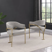 SC304 Mid-Century Boucle Accent Dining Chair with Wrap-Around Arms & Sculptural Matte Brushed Gold Legs