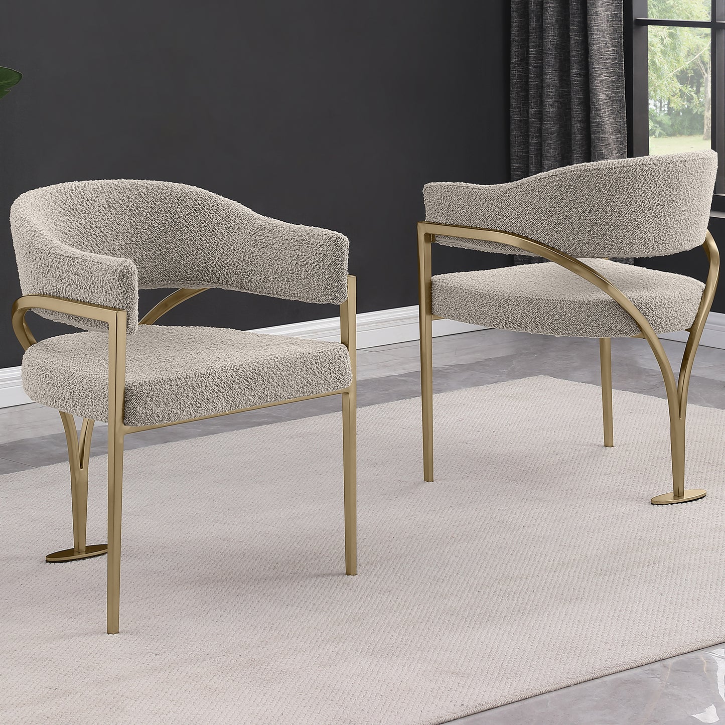 SC300-7: Boucle Fabric Side Chairs with Brushed Chrome (4 Colors)