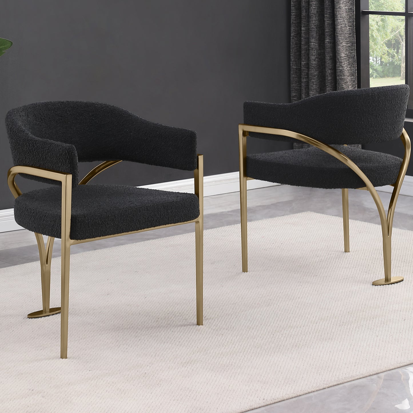 SC300-7: Boucle Fabric Side Chairs with Brushed Chrome (4 Colors)