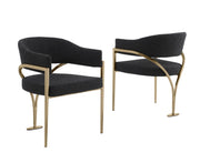 SC304 Mid-Century Boucle Accent Dining Chair with Wrap-Around Arms & Sculptural Matte Brushed Gold Legs