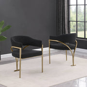 SC304 Mid-Century Boucle Accent Dining Chair with Wrap-Around Arms & Sculptural Matte Brushed Gold Legs