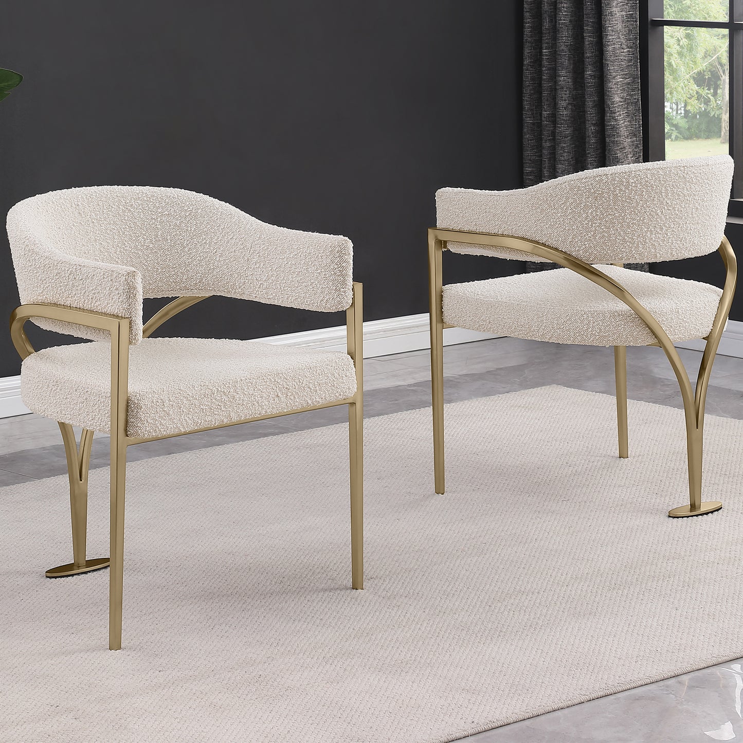 SC300-7: Boucle Fabric Side Chairs with Brushed Chrome (4 Colors)