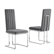 SC340 Modern High Back Velvet Dining Chair with Vertical Channel Tufting & Chrome Cantilever Base
