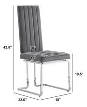 SC340 Modern High Back Velvet Dining Chair with Vertical Channel Tufting & Chrome Cantilever Base