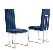 SC340 Modern High Back Velvet Dining Chair with Vertical Channel Tufting & Chrome Cantilever Base