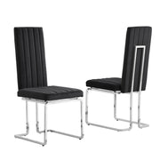 SC340 Modern High Back Velvet Dining Chair with Vertical Channel Tufting & Chrome Cantilever Base