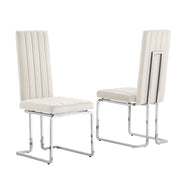 SC340 Modern High Back Velvet Dining Chair with Vertical Channel Tufting & Chrome Cantilever Base