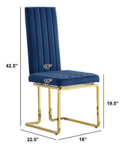 SC344 Modern High Back Velvet Dining Chair with Vertical Channel Tufting & Gold Cantilever Base