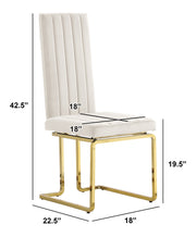 SC344 Modern High Back Velvet Dining Chair with Vertical Channel Tufting & Gold Cantilever Base