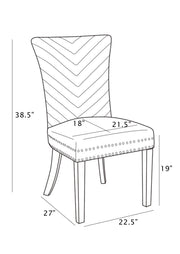 SC360 Elegant Velvet Accent Dining Chair with V-Shaped Tufted Back, Chrome Nailhead Trim, Ring Pull & Polished Chrome Legs