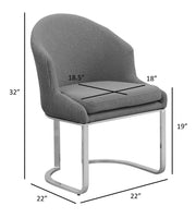 SC370 Modern Teddy Fabric Accent Dining Chair with Pleated Back, Ring Pull & Chrome Sled Base