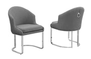 SC370 Modern Teddy Fabric Accent Dining Chair with Pleated Back, Ring Pull & Chrome Sled Base