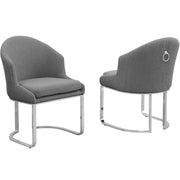 SC370-7, CH370-7, & BS370-7: Modern Teddy Upholstered Chairs with Chrome Finish Legs & Decorative Back Ring Handle (Set of 2)