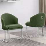 SC370-7, CH370-7, & BS370-7: Modern Teddy Upholstered Chairs with Chrome Finish Legs & Decorative Back Ring Handle (Set of 2)