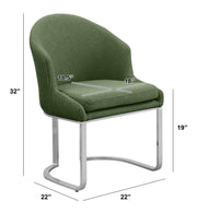 SC370 Modern Teddy Fabric Accent Dining Chair with Pleated Back, Ring Pull & Chrome Sled Base