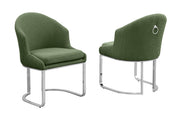 SC370 Modern Teddy Fabric Accent Dining Chair with Pleated Back, Ring Pull & Chrome Sled Base