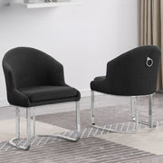 SC370-7, CH370-7, & BS370-7: Modern Teddy Upholstered Chairs with Chrome Finish Legs & Decorative Back Ring Handle (Set of 2)