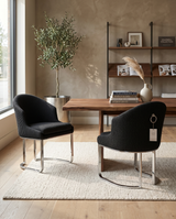 SC370 Modern Teddy Fabric Accent Dining Chair with Pleated Back, Ring Pull & Chrome Sled Base