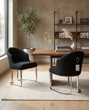 SC370 Modern Teddy Fabric Accent Dining Chair with Pleated Back, Ring Pull & Chrome Sled Base
