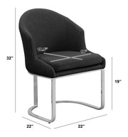 SC370 Modern Teddy Fabric Accent Dining Chair with Pleated Back, Ring Pull & Chrome Sled Base