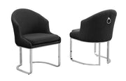 SC370 Modern Teddy Fabric Accent Dining Chair with Pleated Back, Ring Pull & Chrome Sled Base