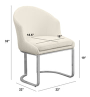 SC370 Modern Teddy Fabric Accent Dining Chair with Pleated Back, Ring Pull & Chrome Sled Base