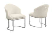SC370 Modern Teddy Fabric Accent Dining Chair with Pleated Back, Ring Pull & Chrome Sled Base