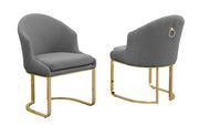 SC374 Modern Teddy Fabric Accent Dining Chair with Pleated Back & Gold Sled Base