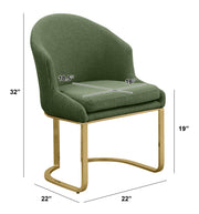 SC374 Modern Teddy Fabric Accent Dining Chair with Pleated Back & Gold Sled Base