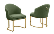 SC374 Modern Teddy Fabric Accent Dining Chair with Pleated Back & Gold Sled Base