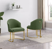 SC374 Modern Teddy Fabric Accent Dining Chair with Pleated Back & Gold Sled Base