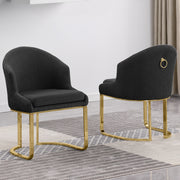 SC370-7, CH370-7, & BS370-7: Modern Teddy Upholstered Chairs with Chrome Finish Legs & Decorative Back Ring Handle (Set of 2)